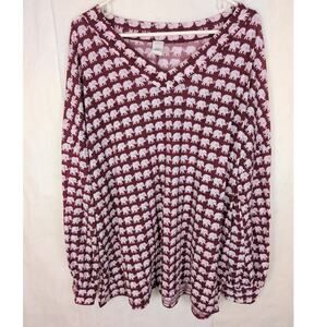 SOL R.H.R purple and white elephant print top Size 1XL Classic Casual Novelty